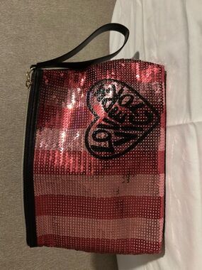 Victoria's Secret Pink Sequin Heart Wristlet Clutch